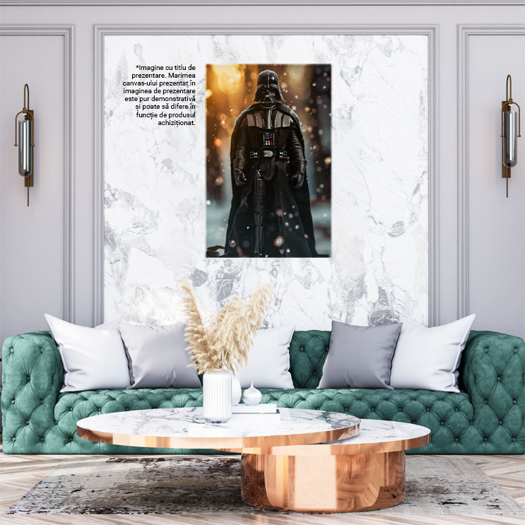 Tablou Canvas Întunericul și Lumina Darth Vader în Plină Iarnă Pregătit de Luptă , Pictura Digitala 40x25CM [2]