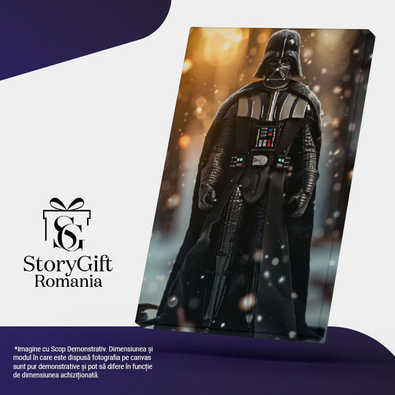 Tablou Canvas Întunericul și Lumina Darth Vader în Plină Iarnă Pregătit de Luptă , Pictura Digitala 40x25CM [5]