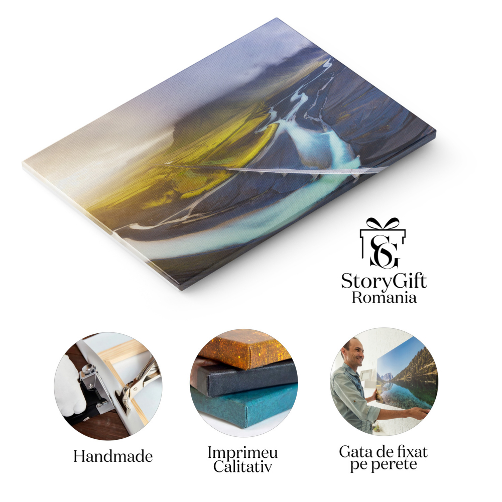 Vedere Aeriană a Muntelui și Oceanului Islandez – Peisaj Natural, Marime 40x25CM [2]