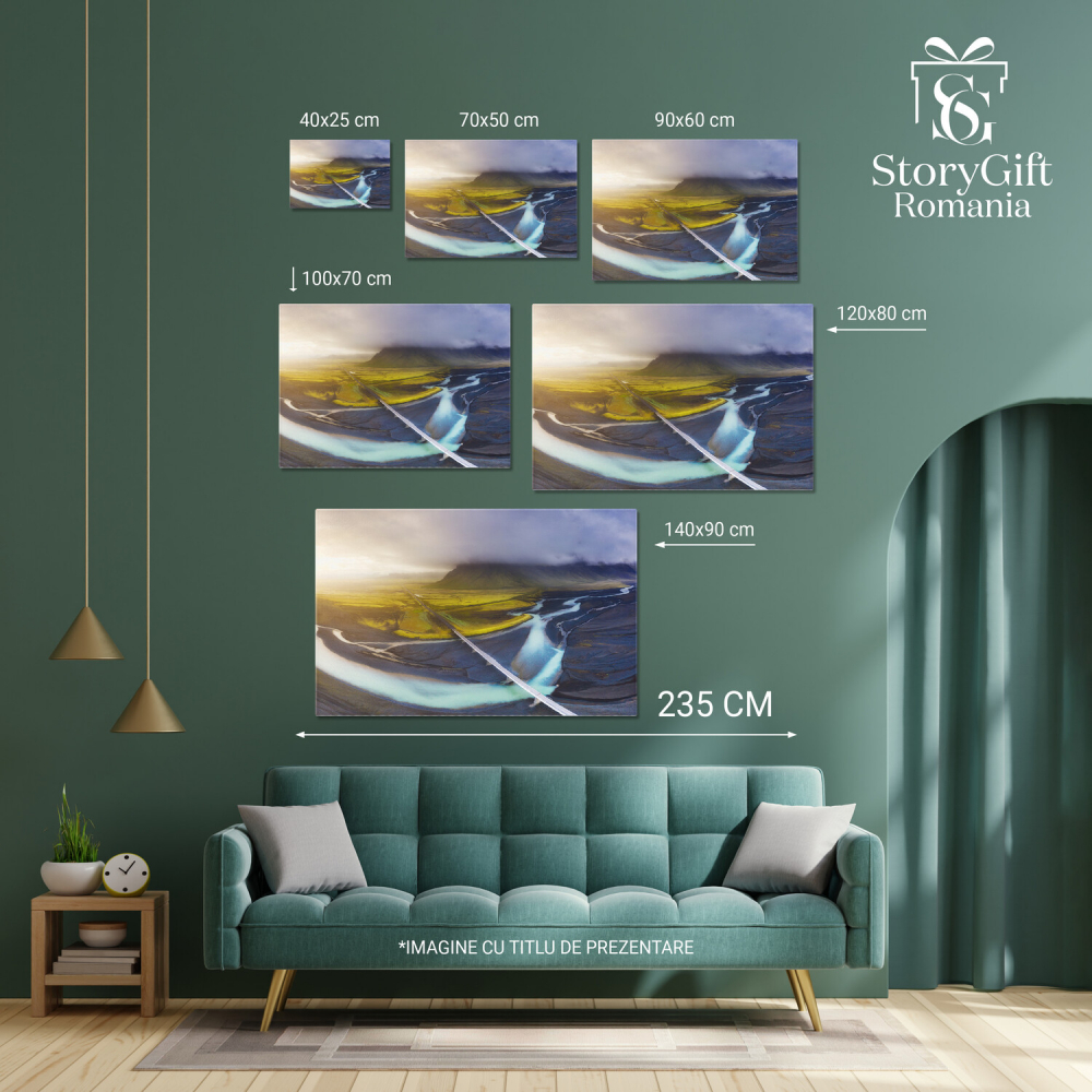 Vedere Aeriană a Muntelui și Oceanului Islandez – Peisaj Natural, Marime 40x25CM [4]