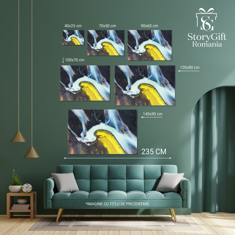 Vedere Aeriană a Râurilor în Canionul Islandez – Peisaj Natural, Marime 40x25CM [4]