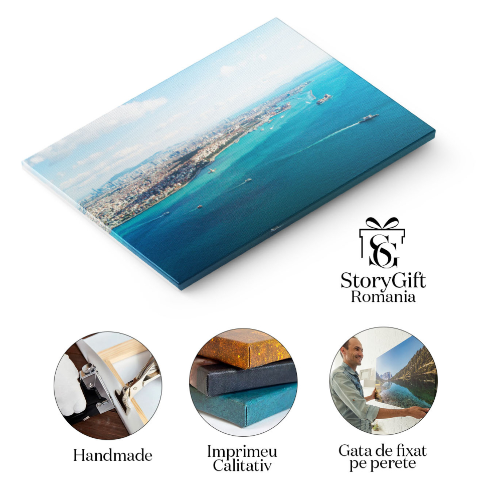 Tablou Canvas: Istanbul Peste Bosfor - Oras, Poduri, Dezvoltare, Frumusete Aeriana 40x25CM [2]