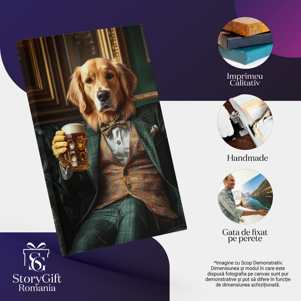  Tablou Canvas Personalizat Costum Verde În Carouri Cu Papion ColoratMarime 140x90CM [4]