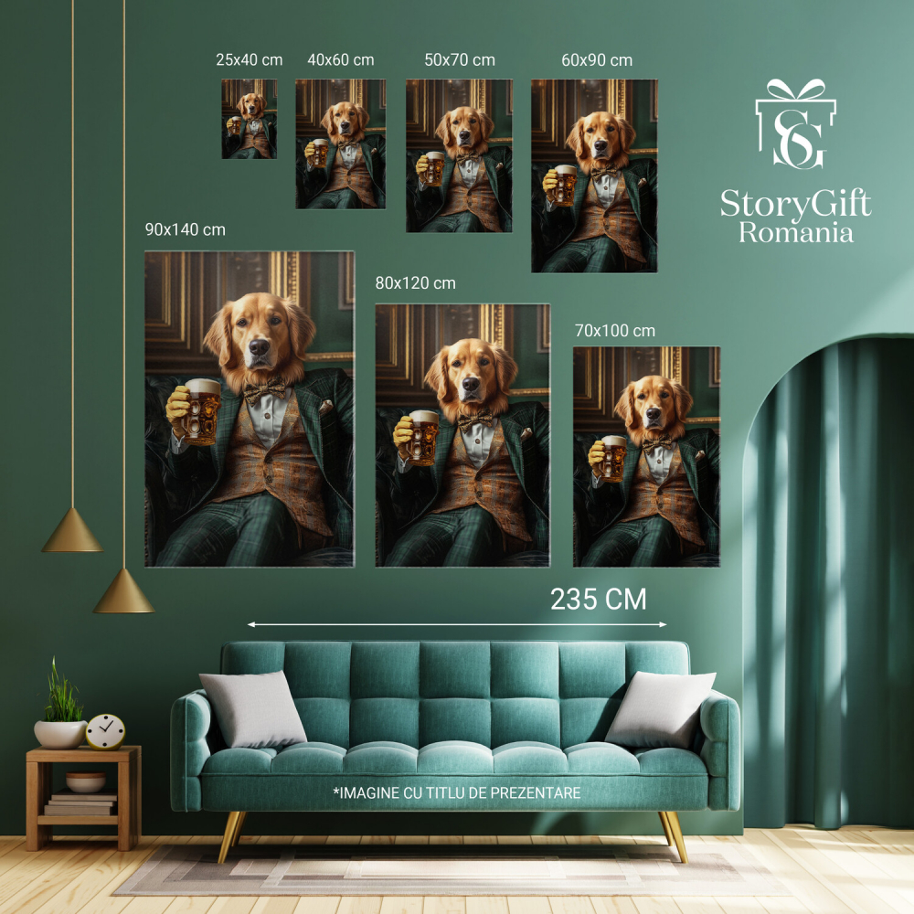  Tablou Canvas Personalizat Costum Verde În Carouri Cu Papion ColoratMarime 140x90CM [6]