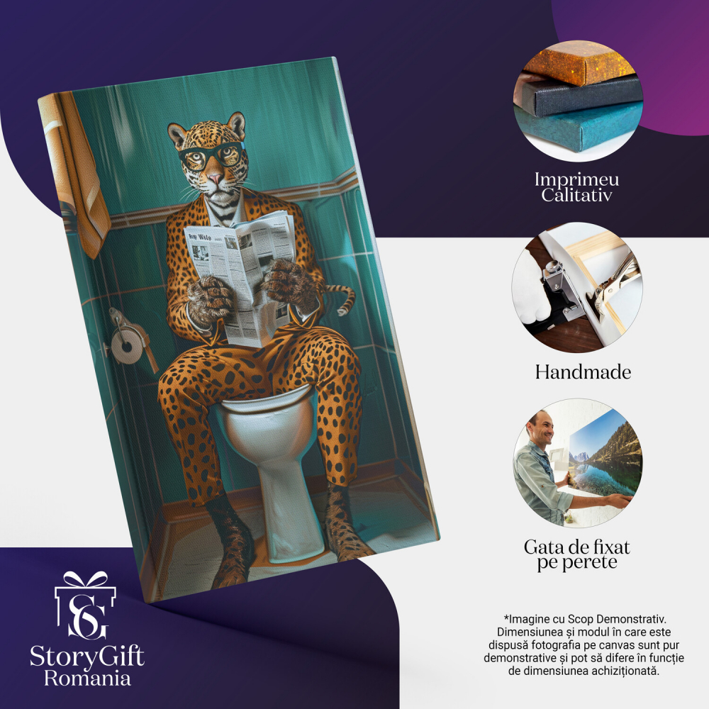 Tablou Canvas Jaguarul Jurnalist Citind Știrile, Marime 40x25CM [2]