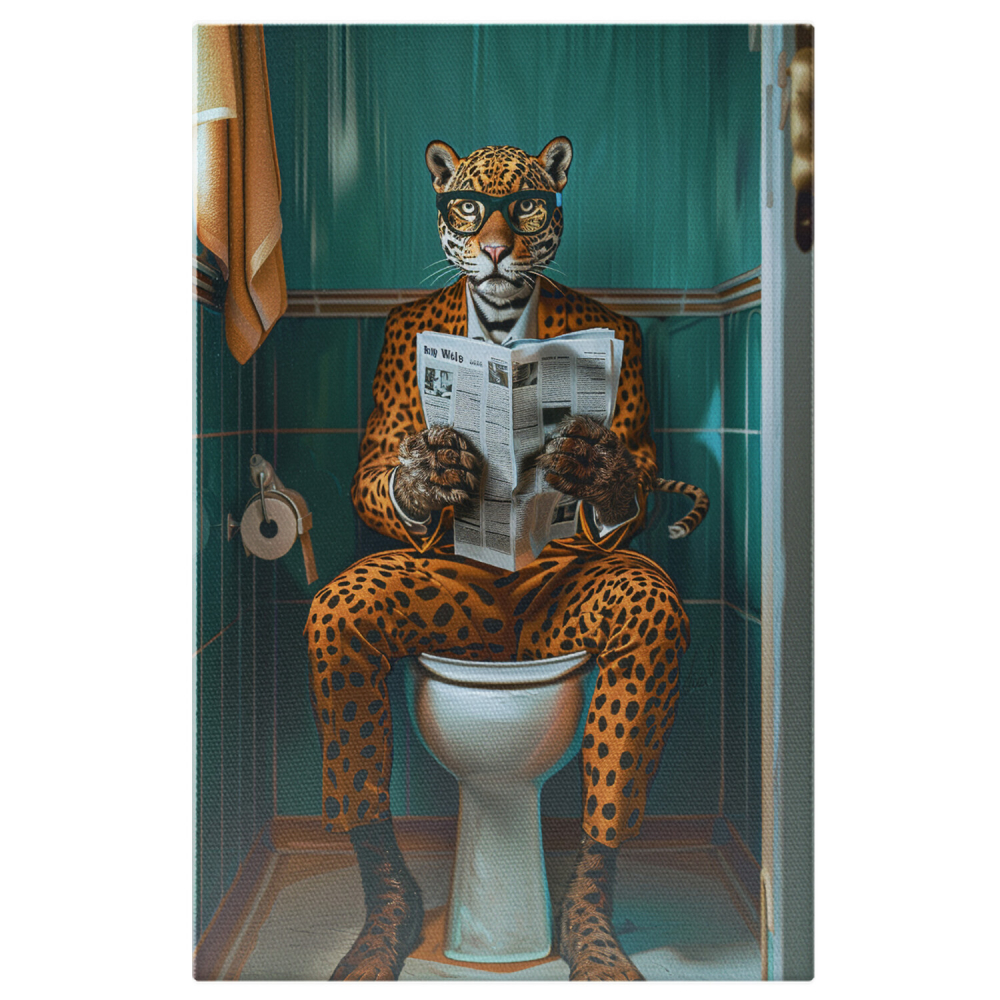 Tablou Canvas Jaguarul Jurnalist Citind Știrile, Marime 40x25CM [1]