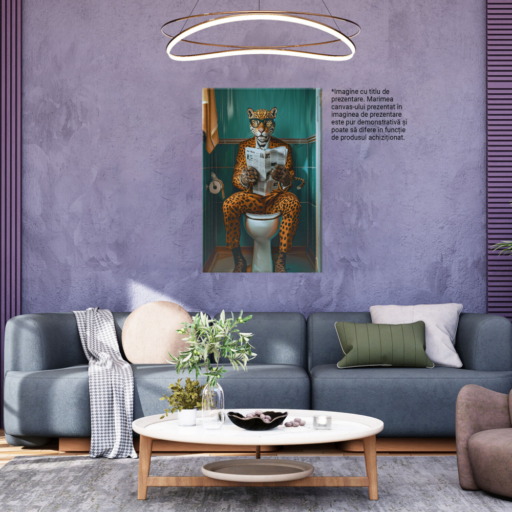 Tablou Canvas Jaguarul Jurnalist Citind Știrile, Marime 40x25CM [3]