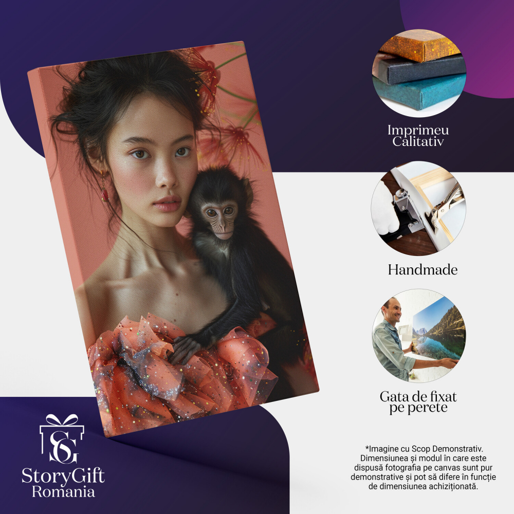 Tablou Canvas Japoneză cu Cercei și Ochii Mari, Marime 40x25CM [2]