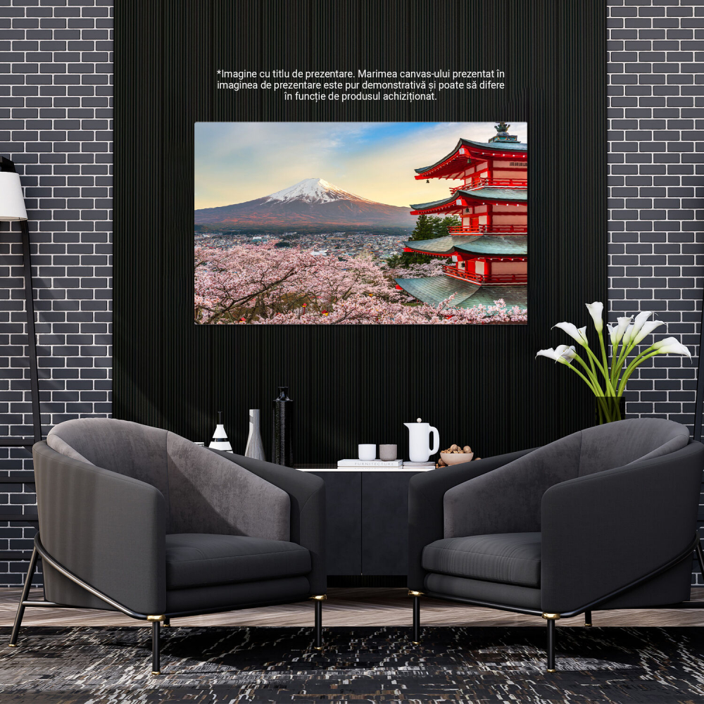 Tablou Canvas cu Cireșii Înflorescenți din Japonia – Peisaj Floral, Marime 40x25CM [3]