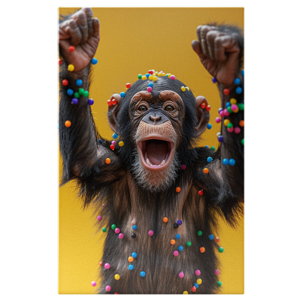 Joaca Puiului de Maimuță cu Bomboane Dulci Multicolore - Pictură Digitală, Marime 40x25CM [1]