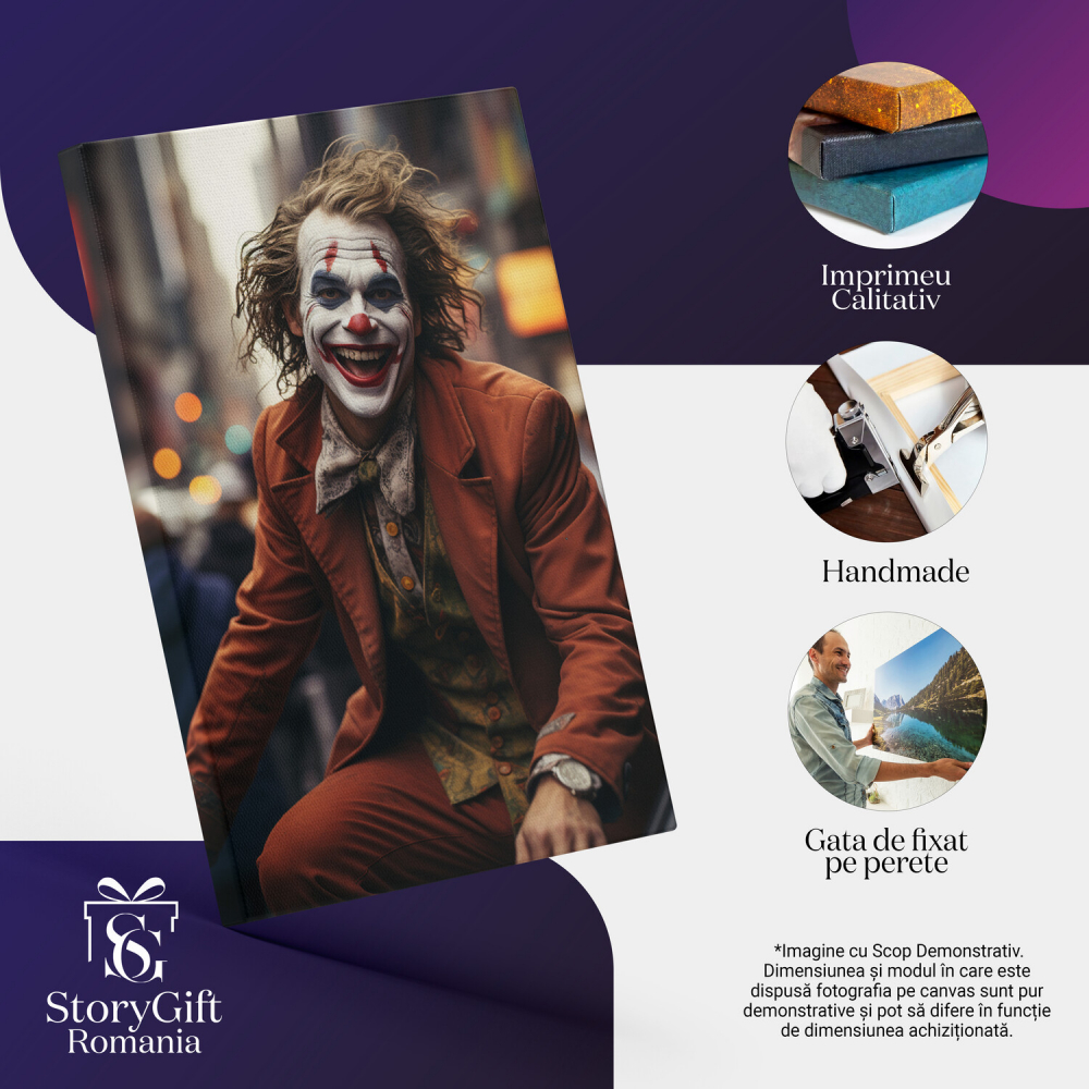 Tablou Canvas - Joker cu Păr Verde și Machiaj pe Stradă, Marime 40x25CM [2]