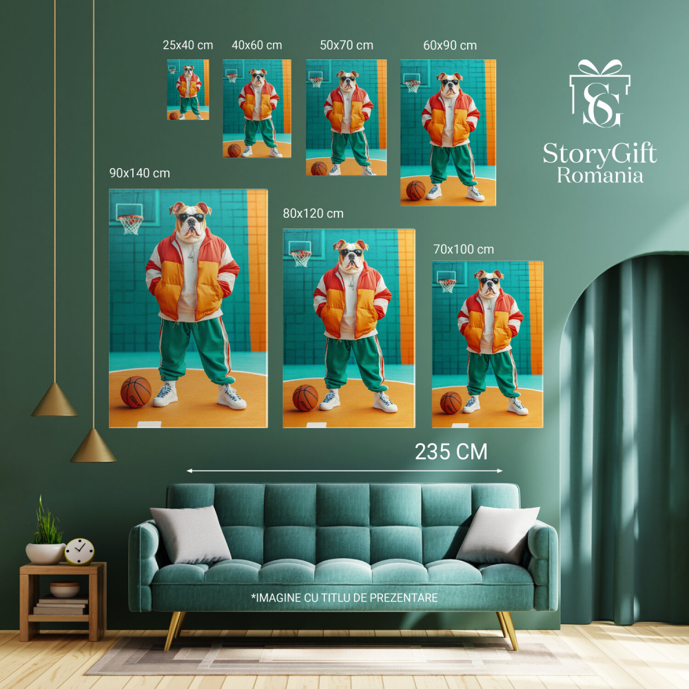  Tablou Canvas Personalizat Jucător De Baschet Pe Teren În Ținută ColoratăMarime 140x90CM [6]