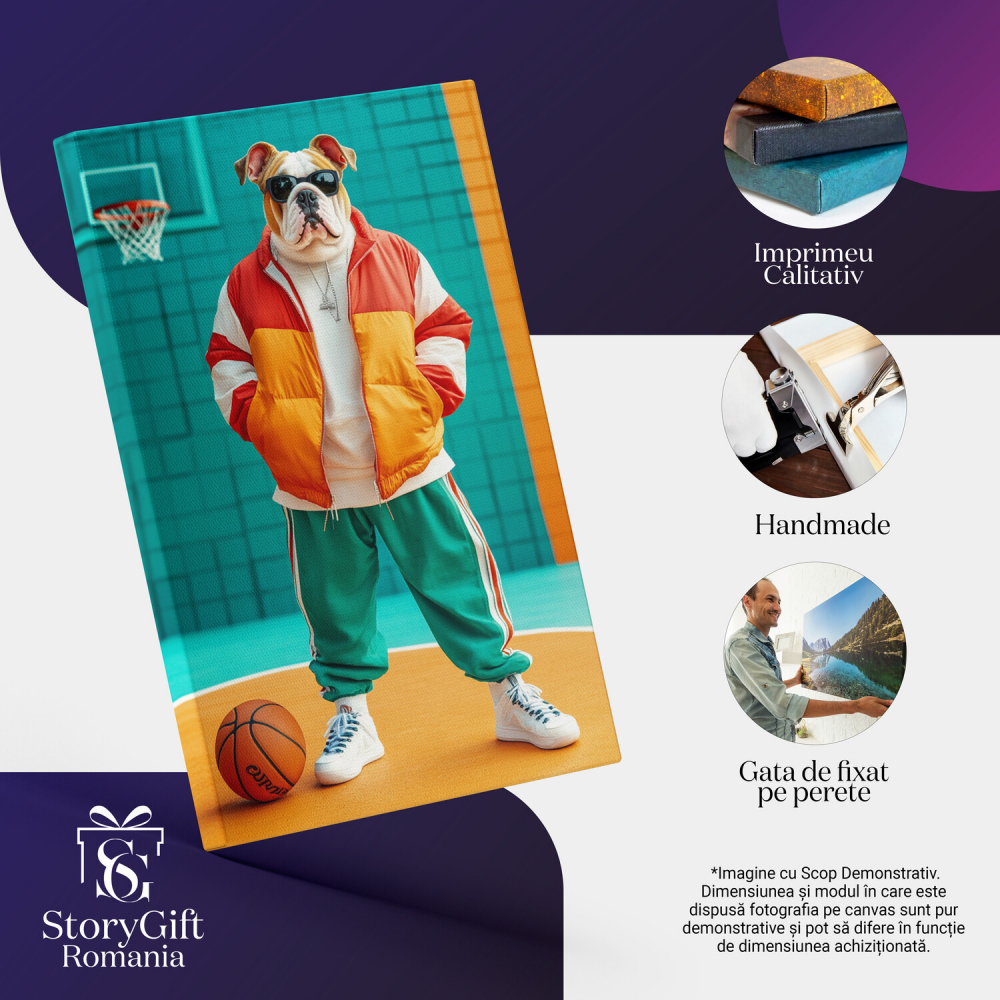  Tablou Canvas Personalizat Jucător De Baschet Pe Teren În Ținută ColoratăMarime 140x90CM [4]