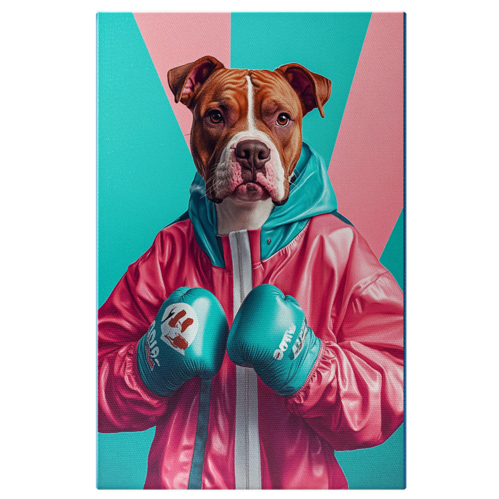  Tablou Canvas Personalizat Jucător De Box Cu Mănuși Roz Și AlbastreMarime 40x25CM [1]