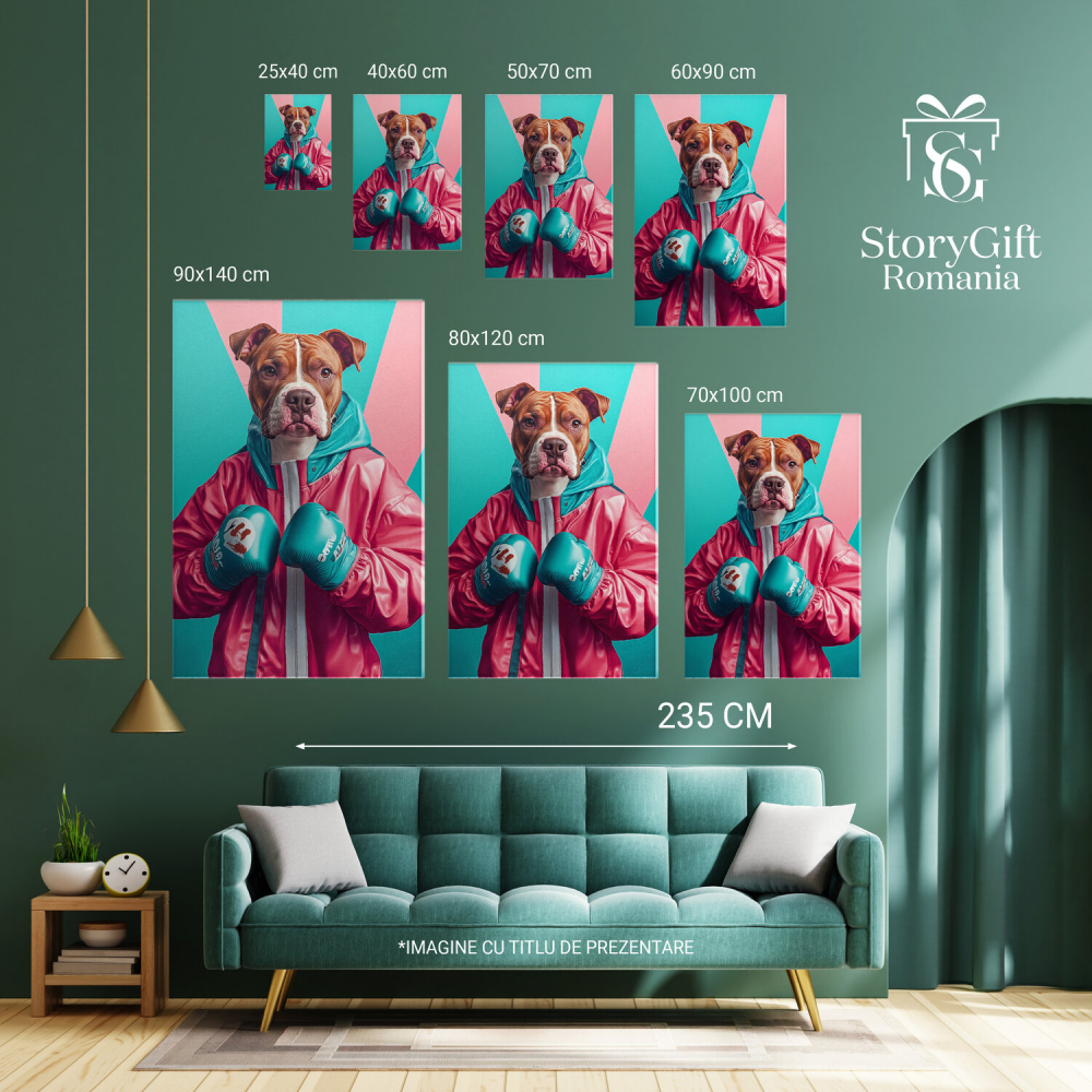  Tablou Canvas Personalizat Jucător De Box Cu Mănuși Roz Și AlbastreMarime 40x25CM [6]