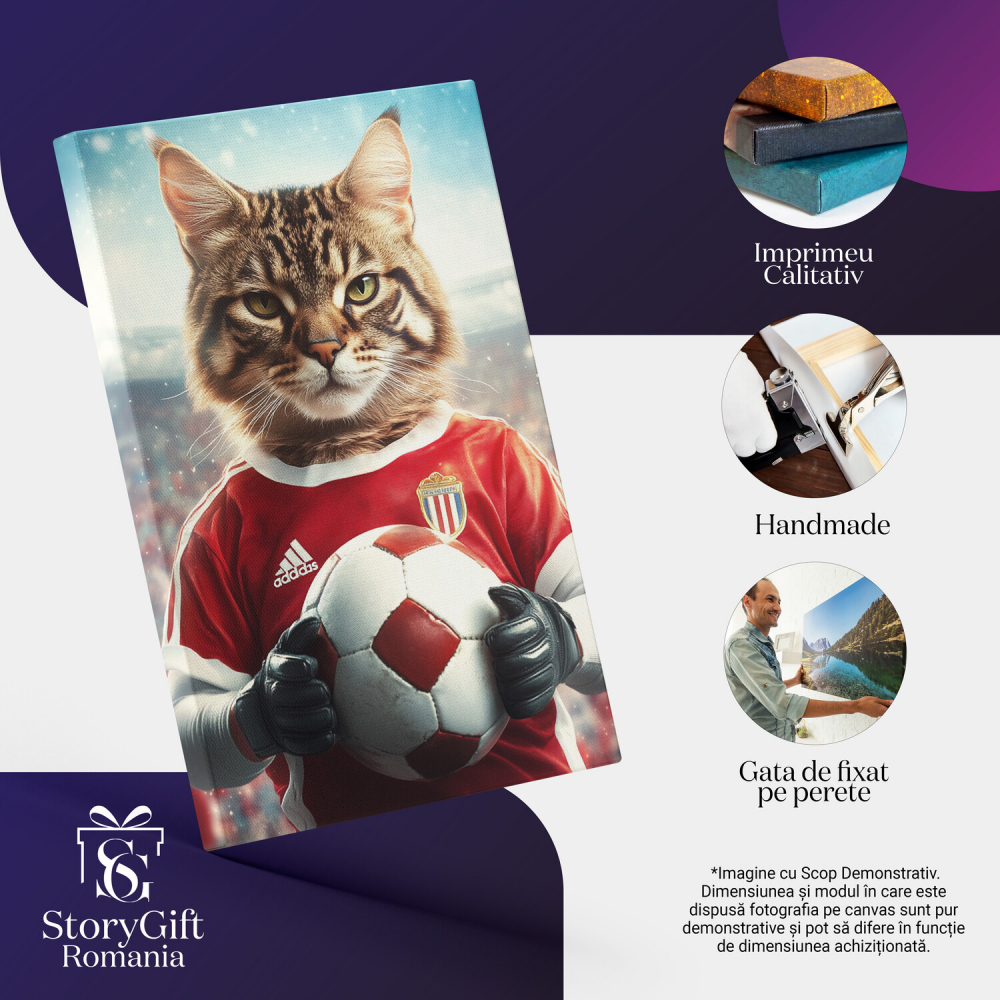  Tablou Canvas Personalizat Jucător De Fotbal Cu Minge Roșie Pe TerenMarime 40x25CM [4]