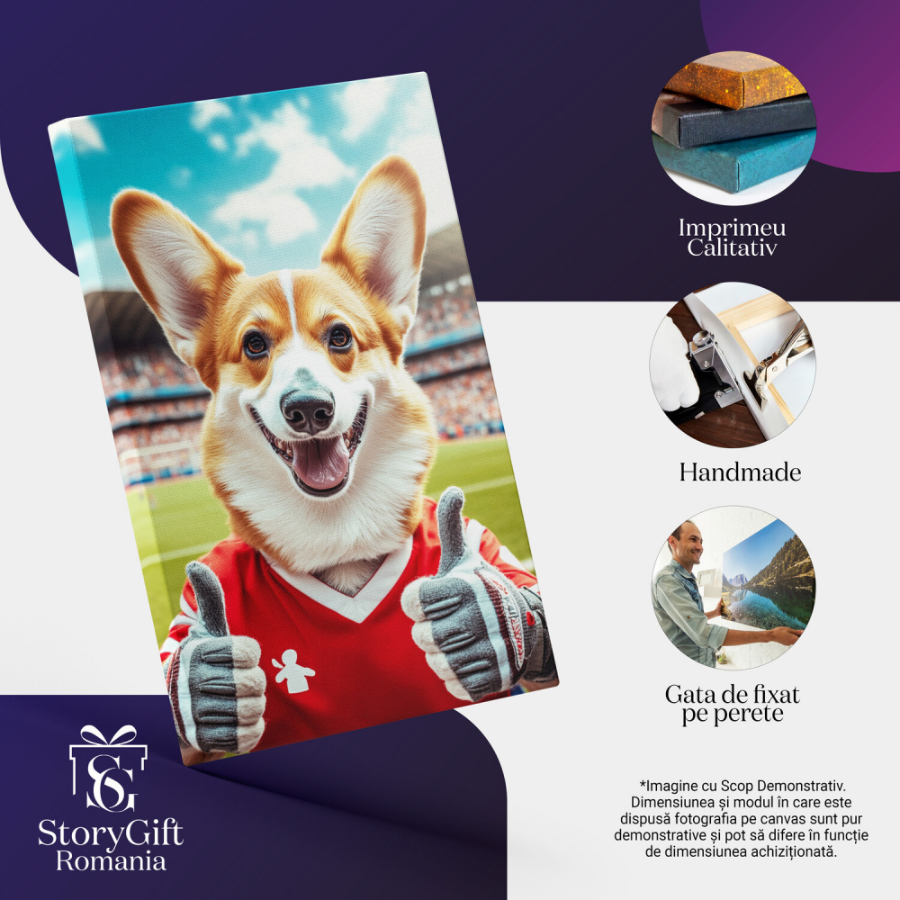  Tablou Canvas Personalizat Jucător De Fotbal Pe Teren Cu Semnul OKMarime 70x50CM [4]