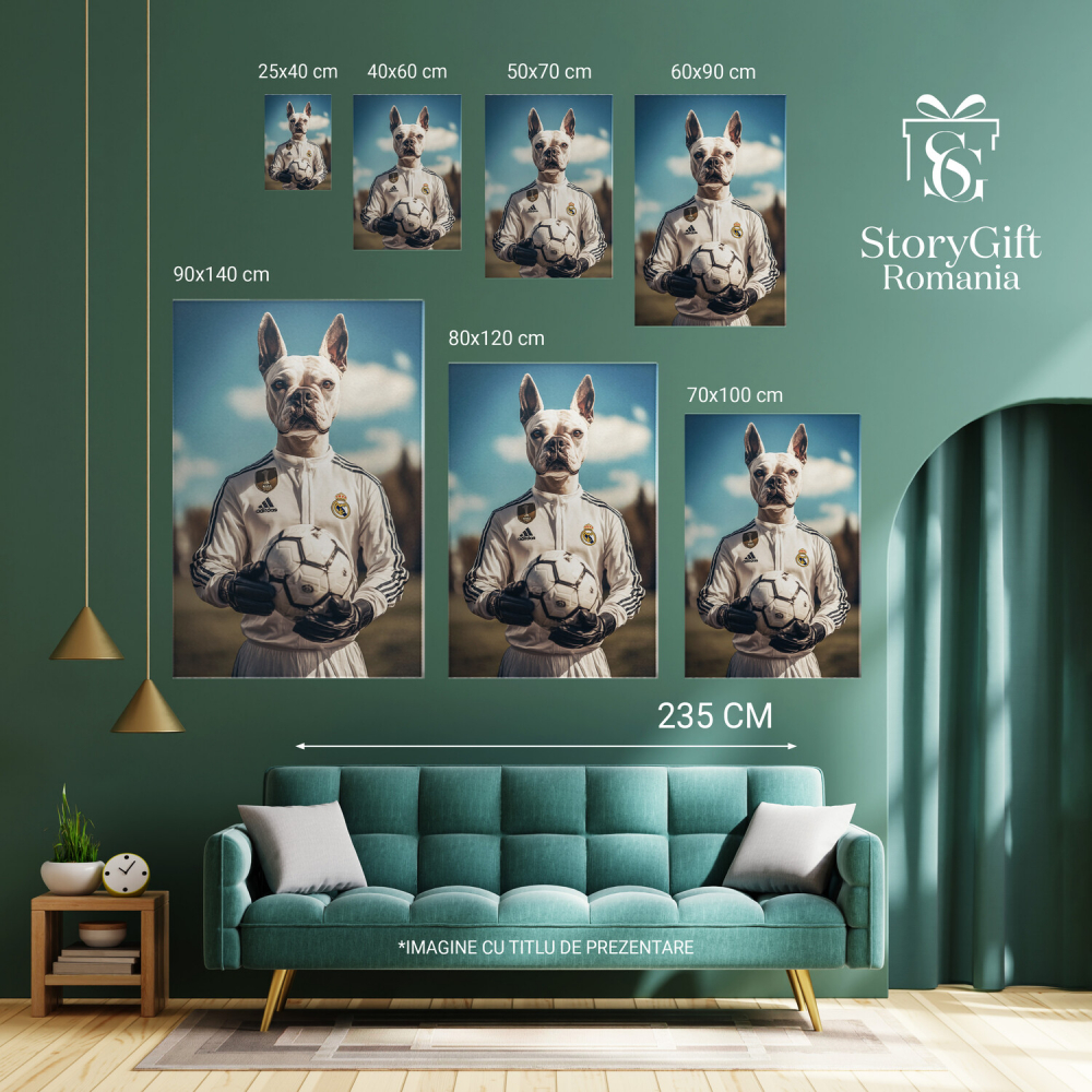  Tablou Canvas Personalizat Fotbalist În Uniformă Albă Pe TerenMarime 40x25CM [6]