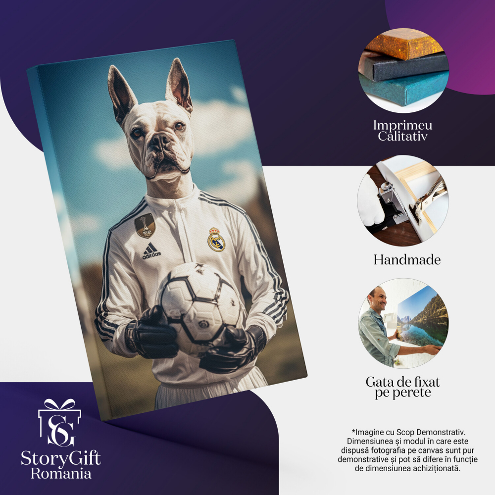  Tablou Canvas Personalizat Fotbalist În Uniformă Albă Pe TerenMarime 40x25CM [4]