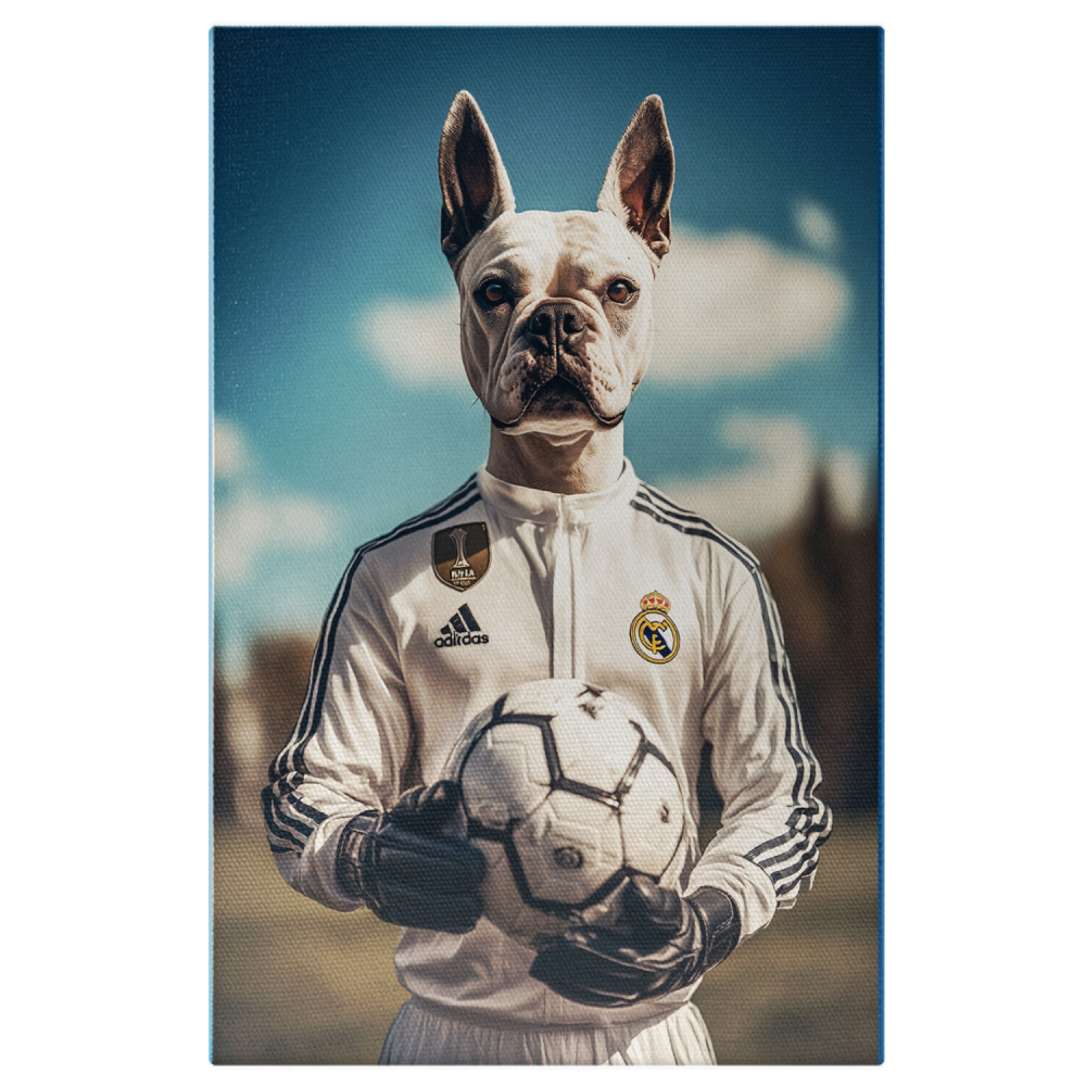  Tablou Canvas Personalizat Fotbalist În Uniformă Albă Pe TerenMarime 40x25CM [1]