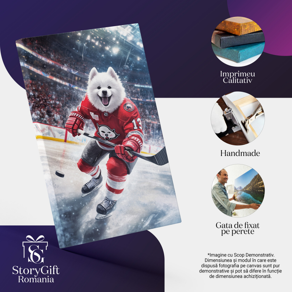  Tablou Canvas Personalizat Jucător De Hochei Pe Gheață Cu Echipament RoșuMarime 40x25CM [4]