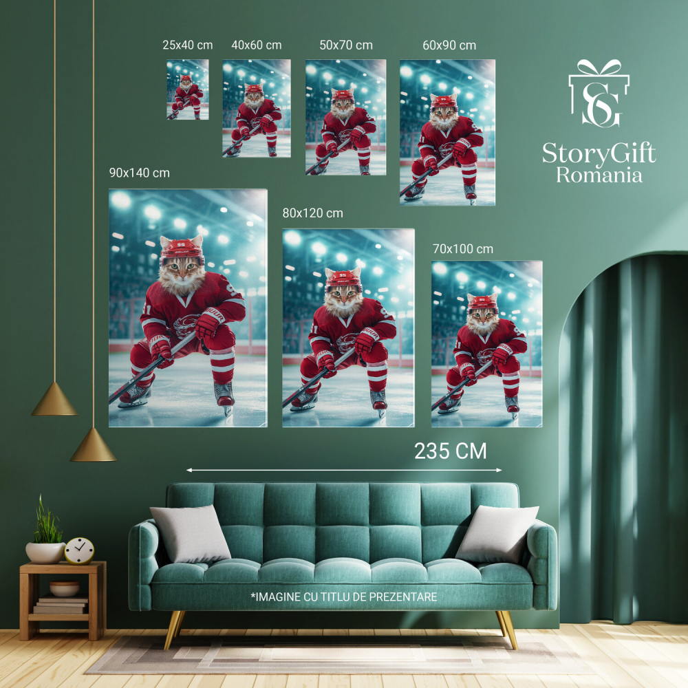  Tablou Canvas Personalizat Jucător De Hochei Pe Gheata Cu Echipament RoșuMarime 40x25CM [6]