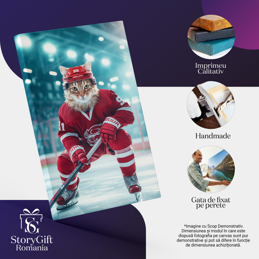  Tablou Canvas Personalizat Jucător De Hochei Pe Gheata Cu Echipament RoșuMarime 40x25CM [4]