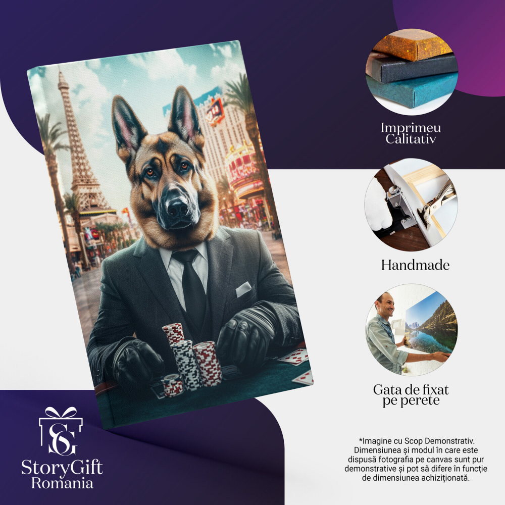 Tablou Canvas Personalizat - Animal Jucător de Poker în Costum Elegant
Marime 90x60CM [4]