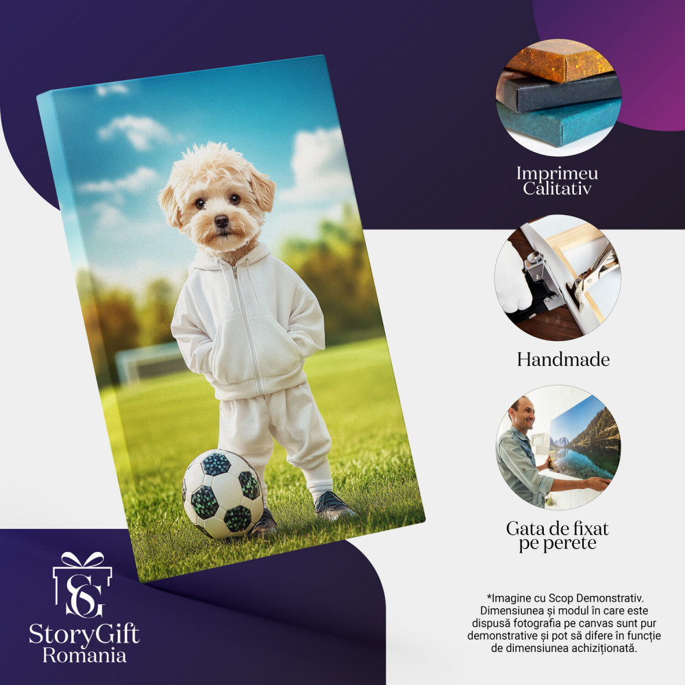  Tablou Canvas Personalizat Jucător De Fotbal Pe Teren Cu Trening AlbMarime 40x25CM [4]