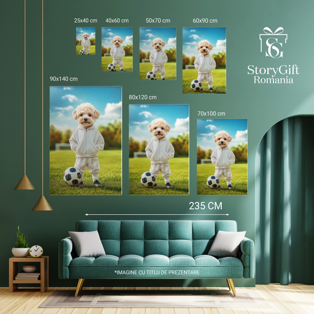  Tablou Canvas Personalizat Jucător De Fotbal Pe Teren Cu Trening AlbMarime 40x25CM [6]