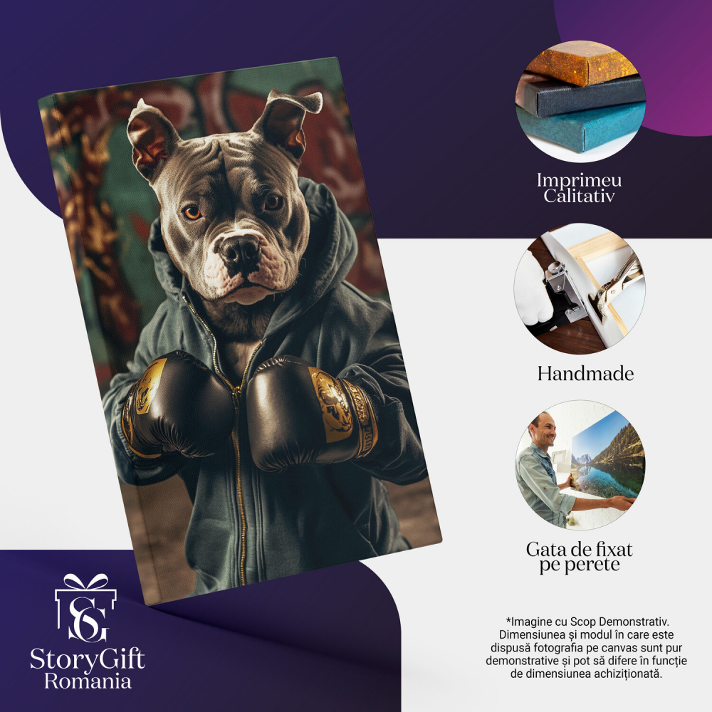  Tablou Canvas Personalizat Box Hip-Hop Cu Hanorac Negru Și Mănuși AuriiMarime 40x25CM [4]