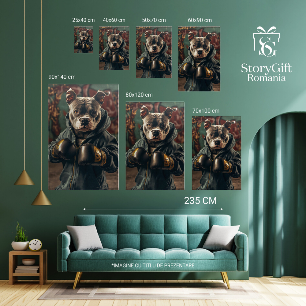  Tablou Canvas Personalizat Box Hip-Hop Cu Hanorac Negru Și Mănuși AuriiMarime 40x25CM [6]