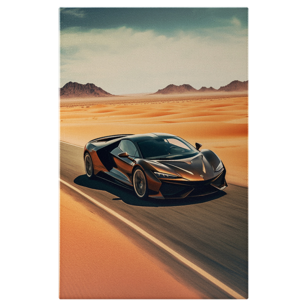 Lamborghini Accelerând pe Drum de Desert - Tablou Canvas, Marime 40x25CM [1]