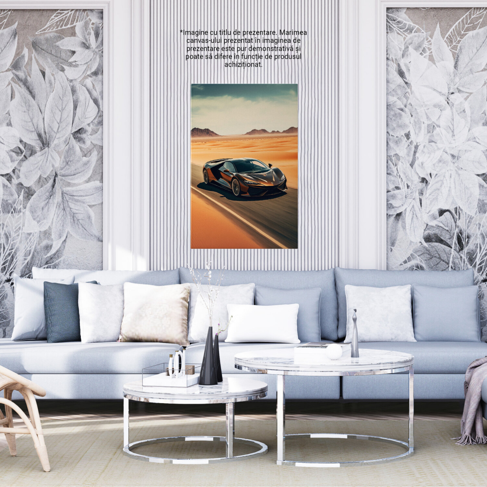 Lamborghini Accelerând pe Drum de Desert - Tablou Canvas, Marime 40x25CM [4]