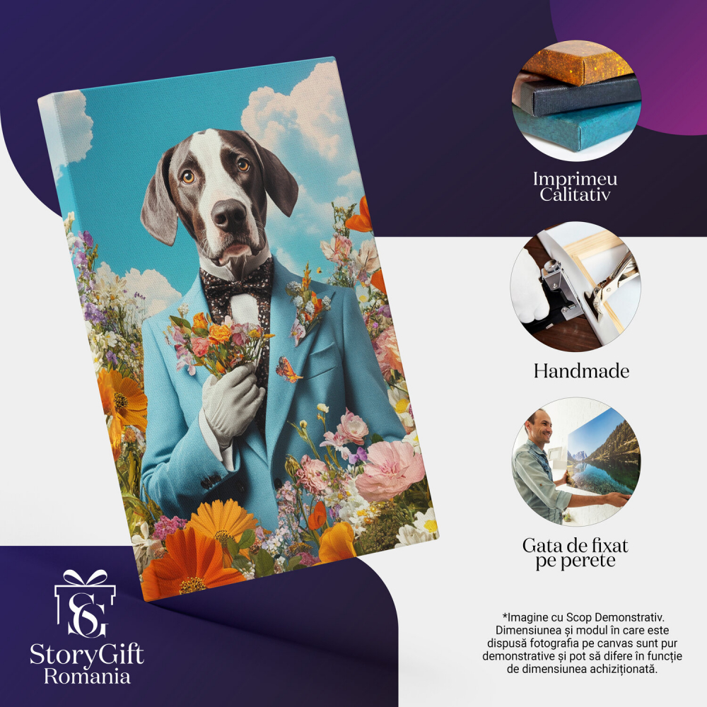 Tablou Canvas Personalizat - Animal în Costum Modern cu Fluturi și Papion
Marime 40x25CM [4]