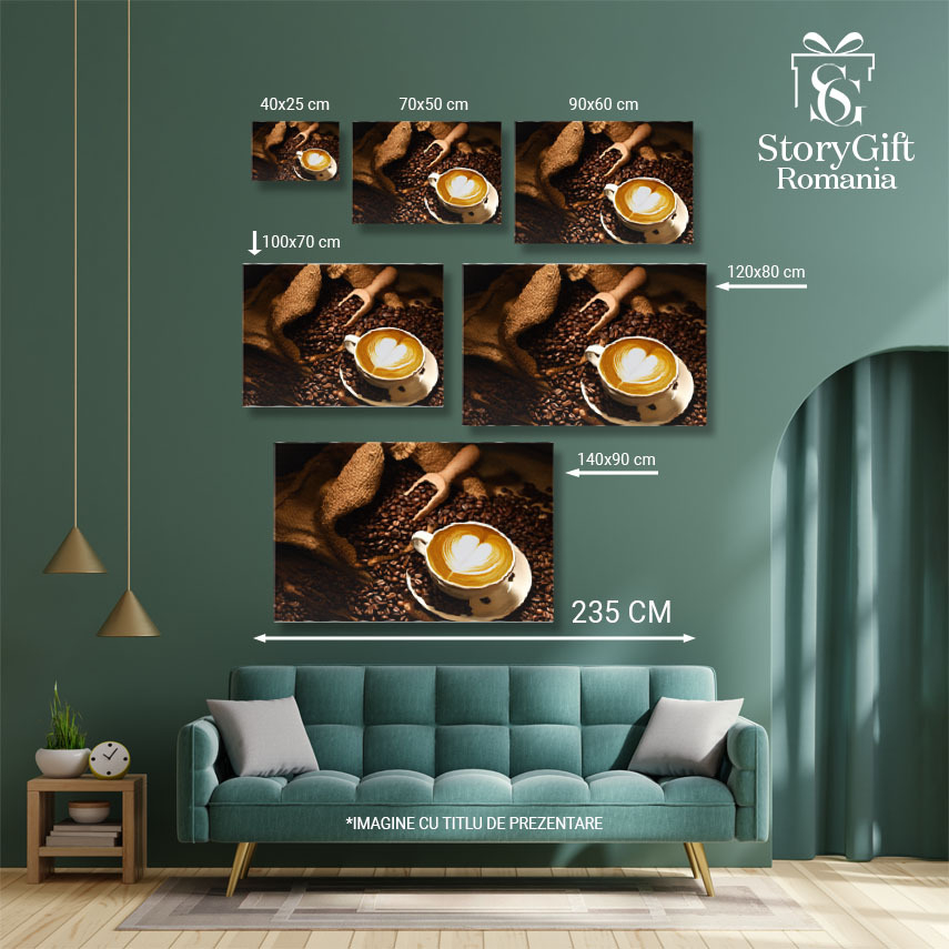 Tablou Canvas - Latte cu Dragoste: Inima intr-o ceasca cu viziune de sus - arta, bautura, cafea 40x25CM [5]