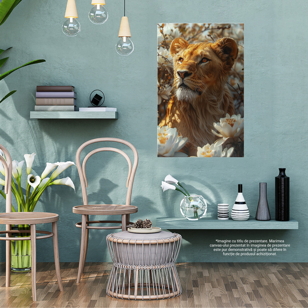 Leoaica în Magia Naturii - Pictură Digitală cu Flori Albe, Marime 40x25CM [3]