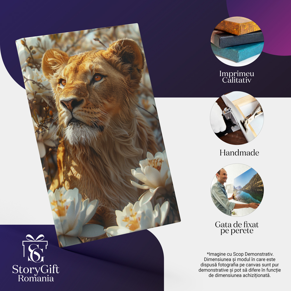 Leoaica în Magia Naturii - Pictură Digitală cu Flori Albe, Marime 40x25CM [2]