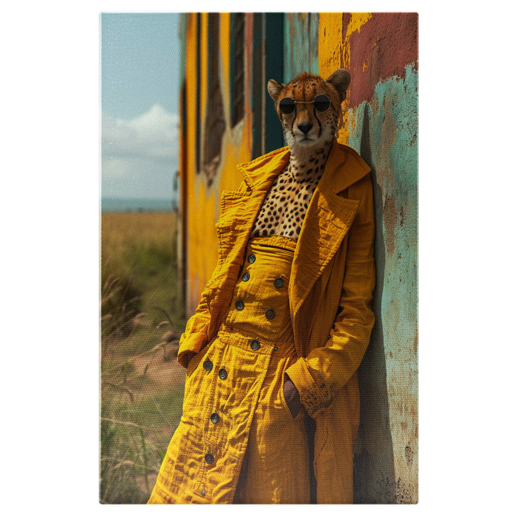 Leopard Boss cu Ochelari de Soare Negri - Pictură Digitală, Marime 40x25CM [1]