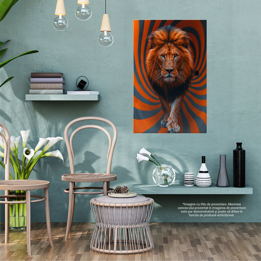 Leul care Înfruntă Labirintul Optic - Grandoarea Regală a Leului, Marime 40x25CM [3]