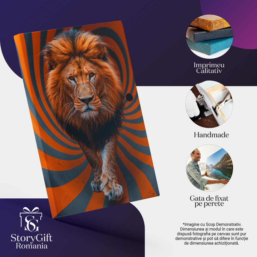 Leul care Înfruntă Labirintul Optic - Grandoarea Regală a Leului, Marime 40x25CM [2]