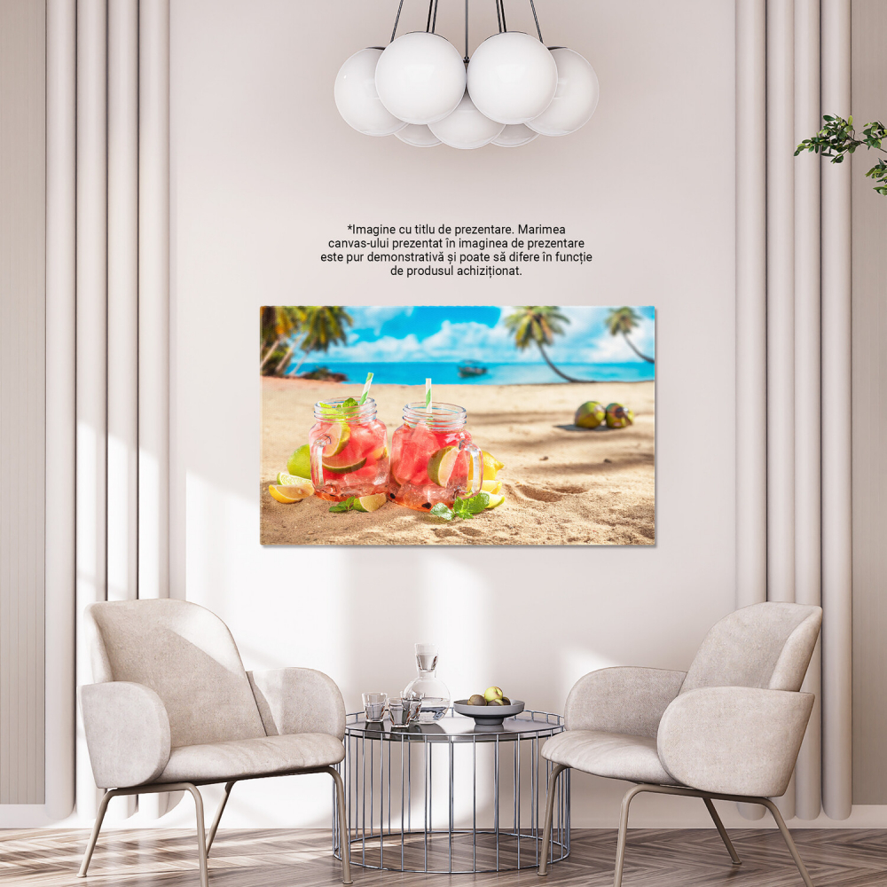 Limonada cu Pepene Roșu pe Plajă: O Băutură Răcoritoare pentru Vară, Marime 40x25CM [4]