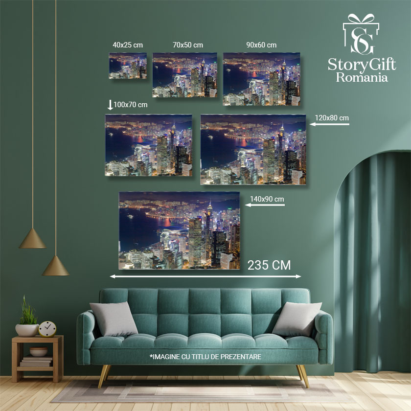 Tablou Canvas Linia Orizontului Hong Kong la Amurg, IFC Tower, Hong Kong, orizont, amurg 2395 40x25CM [5]