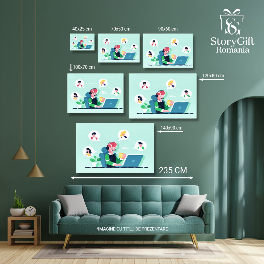 Tablou Canvas Lucrator in Call Center Raspunde la Apelurile, 40x25cm [5]