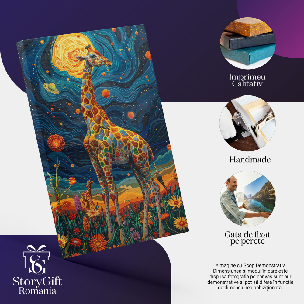 Tablou Canvas Lumea Colorată a Girafelor, Marime 40x25CM [2]