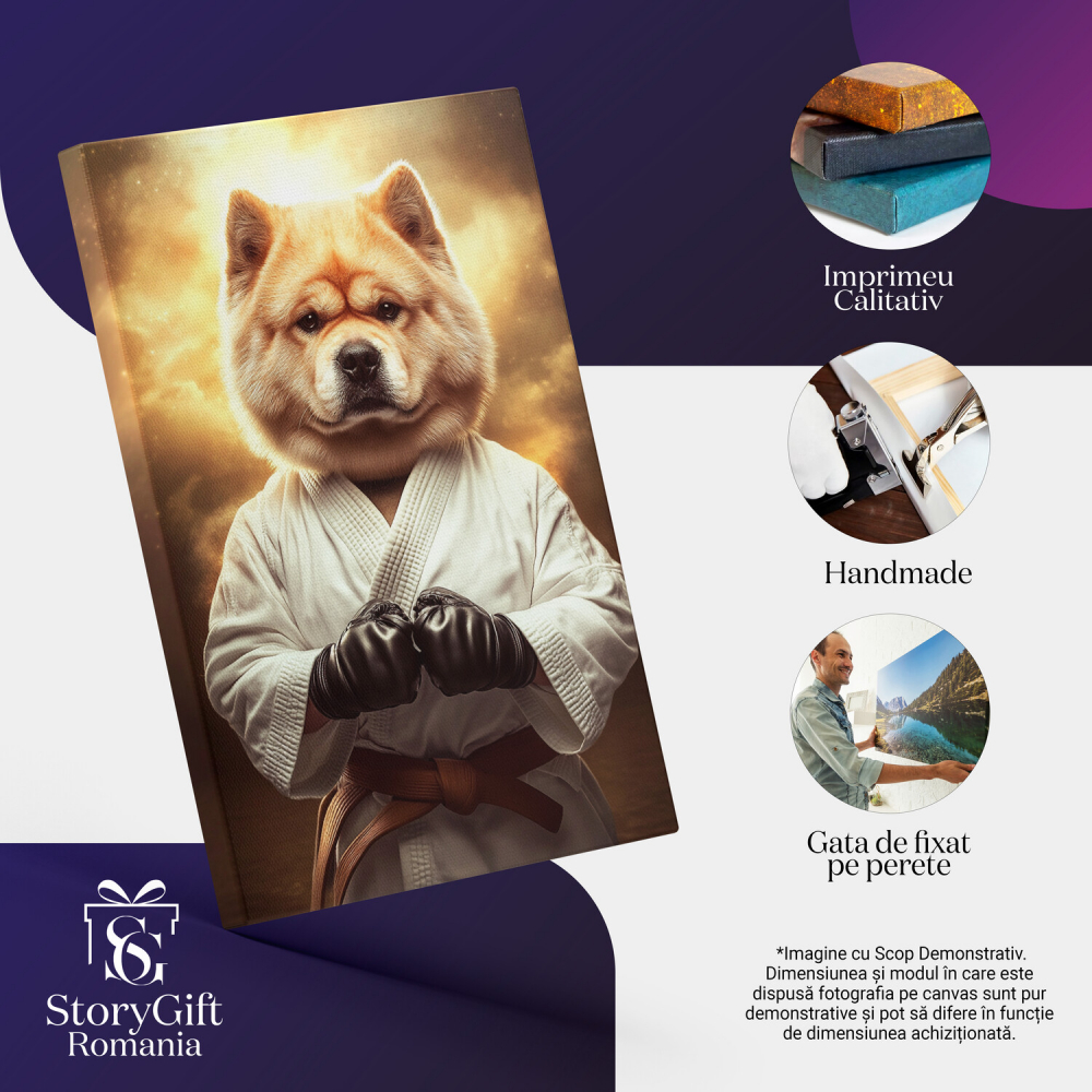  Tablou Canvas Personalizat Luptător De Karate Cu Centura Maro Și Costum AlbMarime 40x25CM [4]