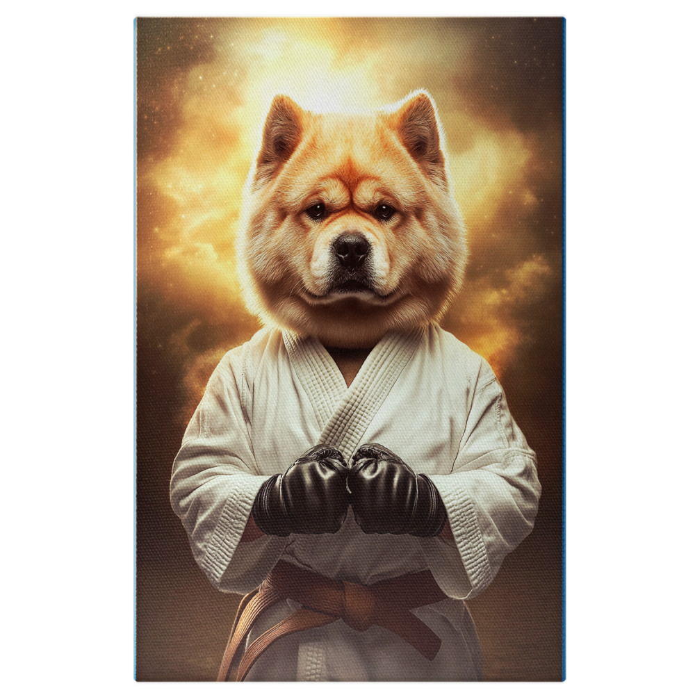  Tablou Canvas Personalizat Luptător De Karate Cu Centura Maro Și Costum AlbMarime 40x25CM [1]