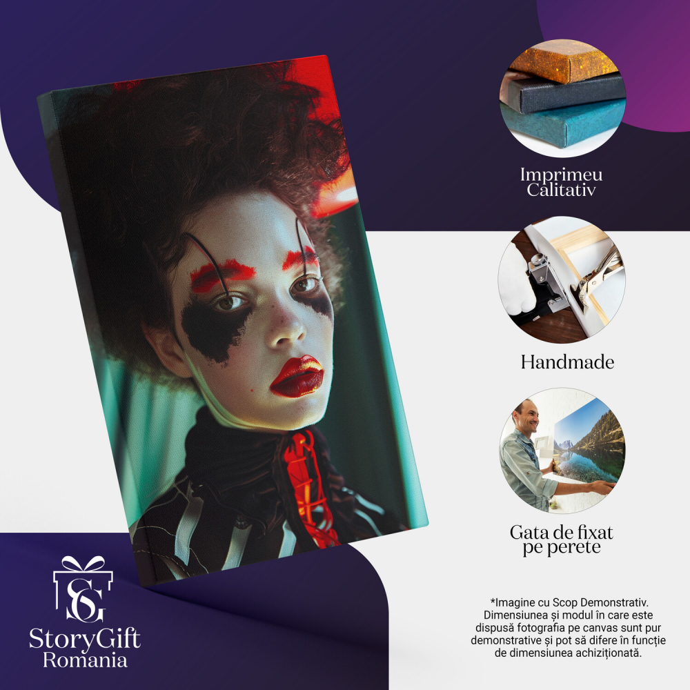 Tablou Canvas Machiaj Avangardist în Roșu și Negru, Marime 40x25CM [2]