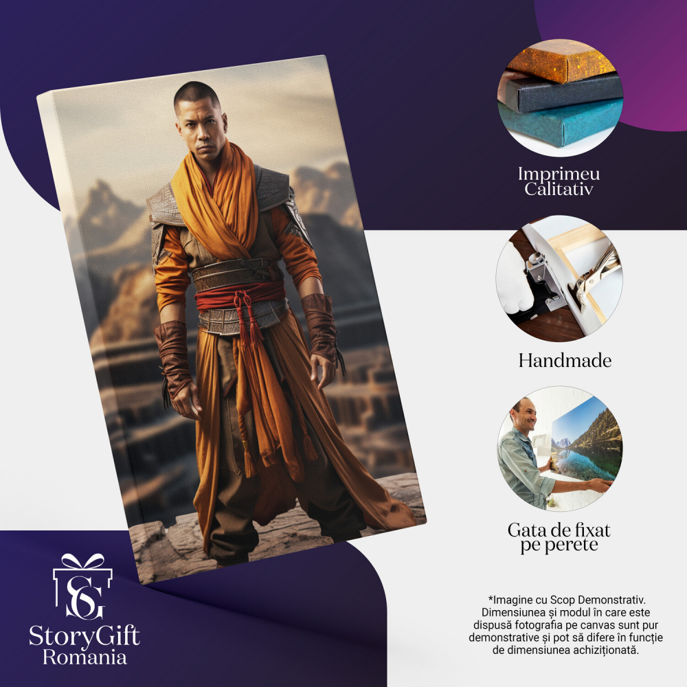 Maestrul Shaolin Practicând Arte Marțiale - Pictură Digitală Unică, Marime 40x25CM [2]