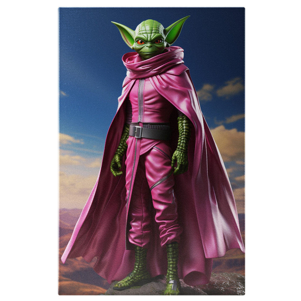 Maestrul Yoda în Costum Roz în Desert - O Pictură Digitală Amuzantă, Marime 40x25CM [1]